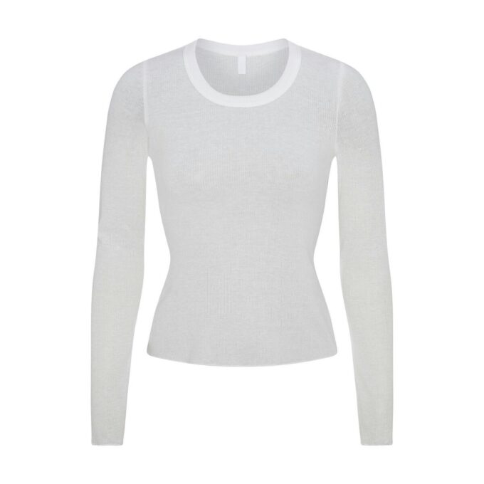SHEER RIB LONG SLEEVE CREW NECK TOP SHEER RIB LONG SLEEVE CREW NECK TOP