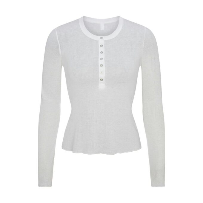 SHEER RIB LONG SLEEVE HENLEY