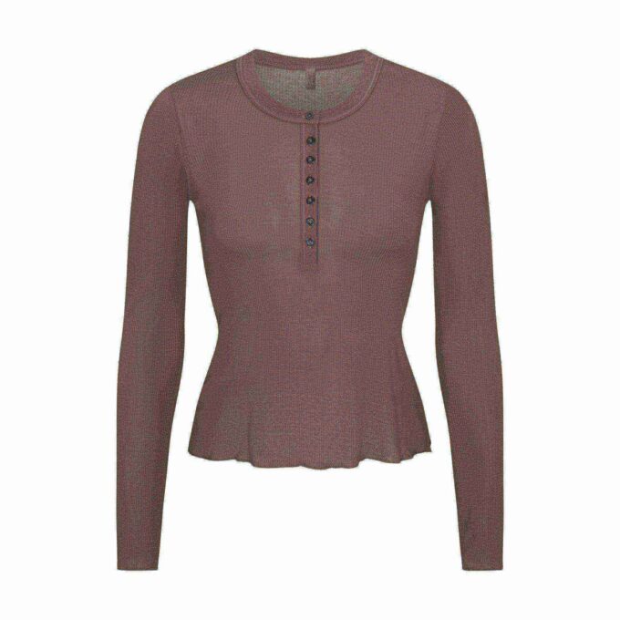 SHEER RIB LONG SLEEVE HENLEY