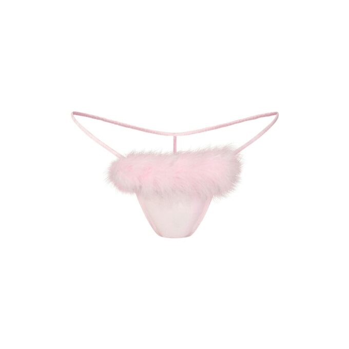 SILK FEATHER TRIM BUTTERFLY THONG