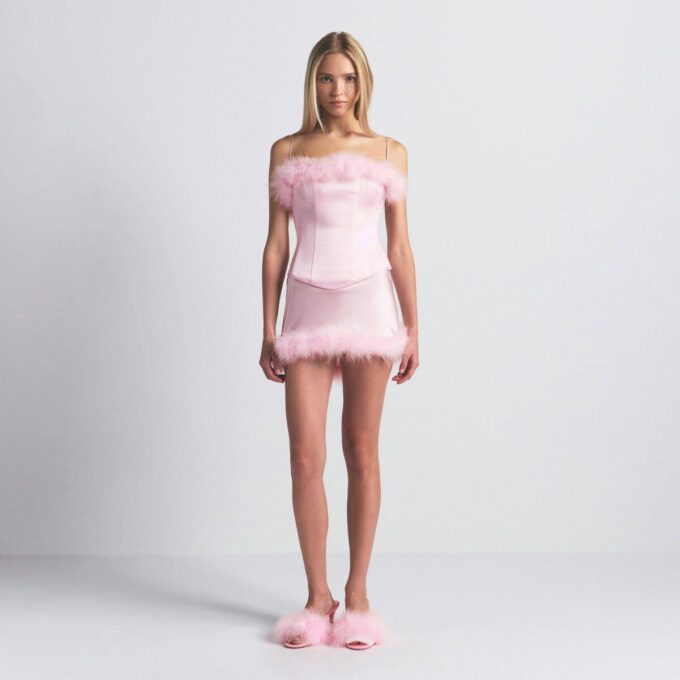 SILK FEATHER TRIM CORSET