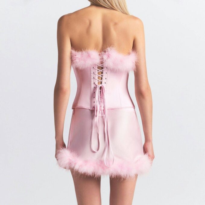 SILK FEATHER TRIM LOW RISE MINI SKIRT