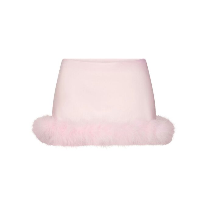 SILK FEATHER TRIM LOW RISE MINI SKIRT