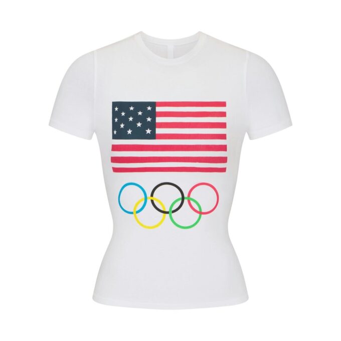SKIMS FOR TEAM USA COTTON JERSEY OLYMPIC T-SHIRT