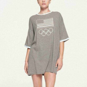SKIMS FOR TEAM USA COTTON RIB OLYMPIC T-SHIRT MINI DRESS