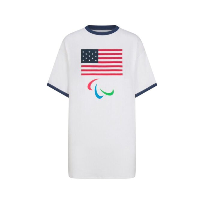 SKIMS FOR TEAM USA COTTON RIB PARALYMPIC T-SHIRT MINI DRESS