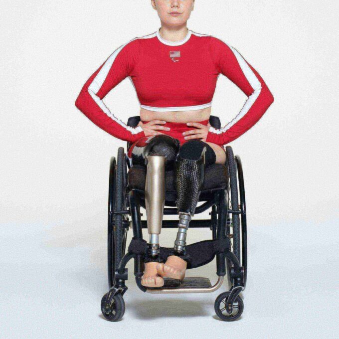 SKIMS FOR TEAM USA SIGNATURE SWIM PARALYMPIC LONG SLEEVE CROPPED T-SHIRT