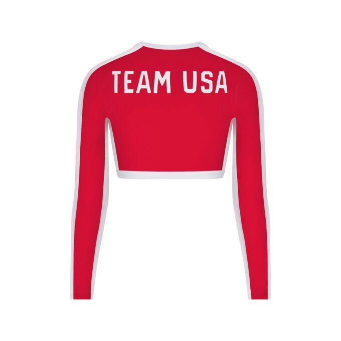 SKIMS FOR TEAM USA SIGNATURE SWIM PARALYMPIC LONG SLEEVE CROPPED T-SHIRT
