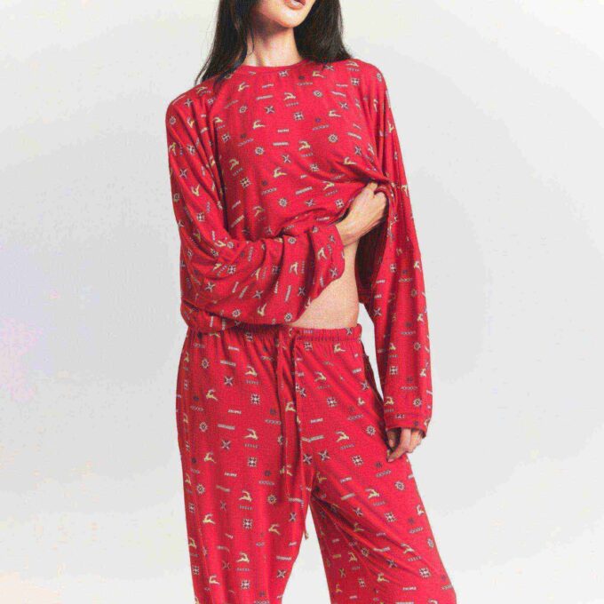 SKIMS SLEEP CROPPED LONG SLEEVE AND PANT SET