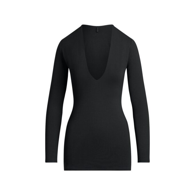 SMOOTH LAYERS DEEP PLUNGE MINI DRESS