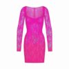 STRETCH LACE LINED LONG SLEEVE UNDERWIRE DRESS