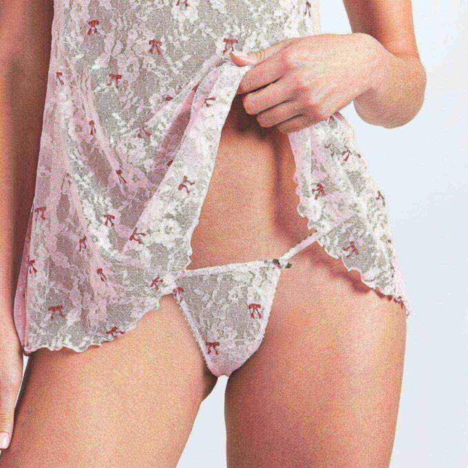 STRETCH LACE SLIP AND THONG SET