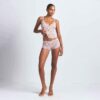 STRETCH LACE TRIANGLE CAMI AND SHORT SET