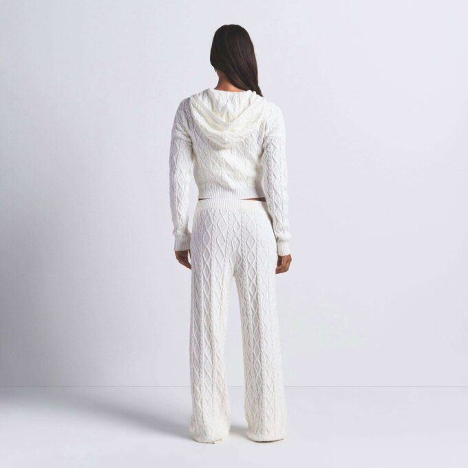 SWEATER KNIT SHRUNKEN ZIP UP HOODIE