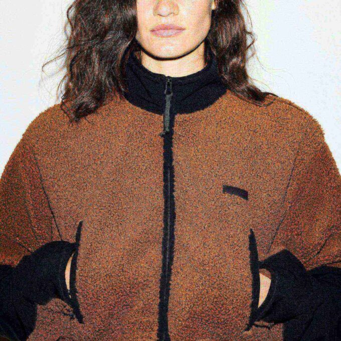 TEDDY FUNNEL NECK CROPPED JACKET TEDDY FUNNEL NECK CROPPED JACKET