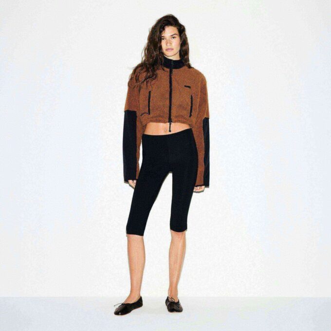TEDDY FUNNEL NECK CROPPED JACKET TEDDY FUNNEL NECK CROPPED JACKET