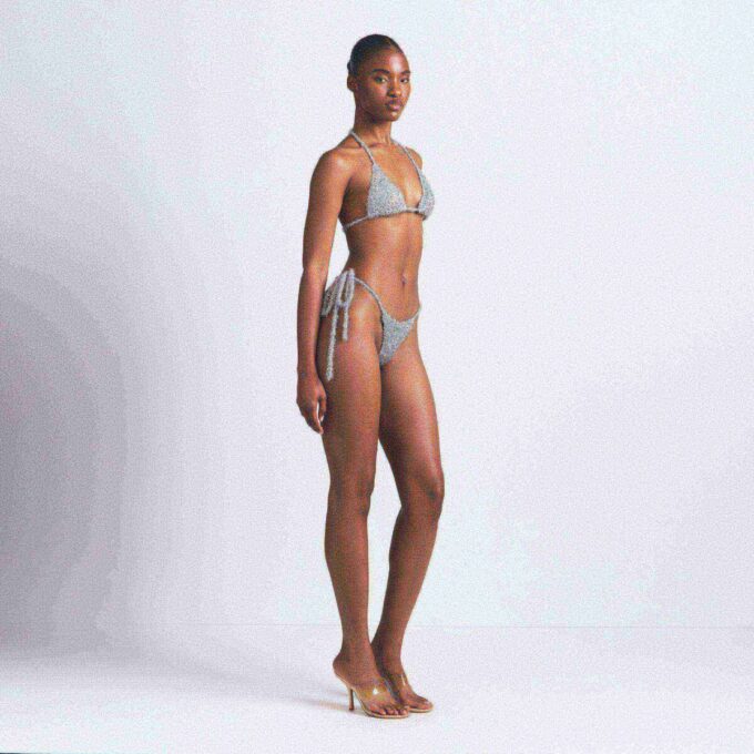 TINSEL BRALETTE AND THONG SET