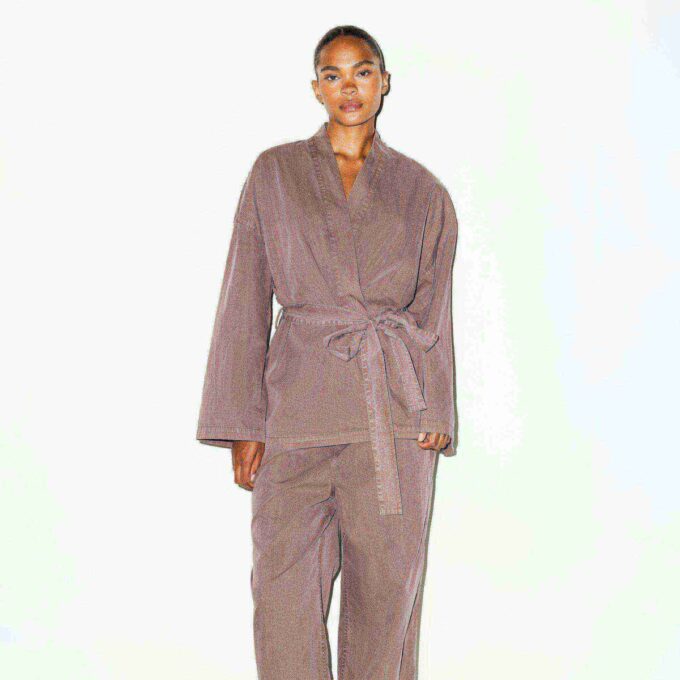 WOVEN LOUNGE OVERSIZED WRAP TOP